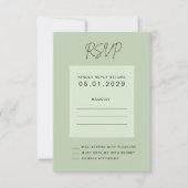 Sage Green Minimal Wedding RSVP Card Kaartje (Voorkant)
