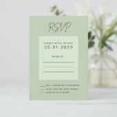 Sage Green Minimal Wedding RSVP Card Kaartje (Staand voorkant)