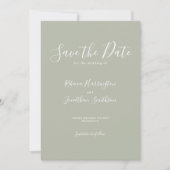 Sage Green Minimal Wedding Save the Date (Voorkant)