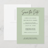 Sage Green Minimal Wedding Save The Date Aankondigingskaart (Voorkant / Achterkant)