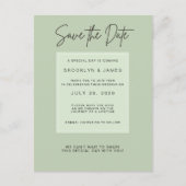 Sage Green Minimal Wedding Save The Date Aankondigingskaart (Voorkant)