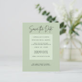Sage Green Minimal Wedding Save The Date Aankondigingskaart (Staand voorkant)