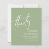 Sage Green Minimalist 30th Birthday Invitation (Voorkant)