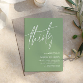 Sage Green Minimalist 30th Birthday Invitation Kaart