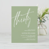 Sage Green Minimalist 30th Birthday Invitation Kaart (Staand voorkant)