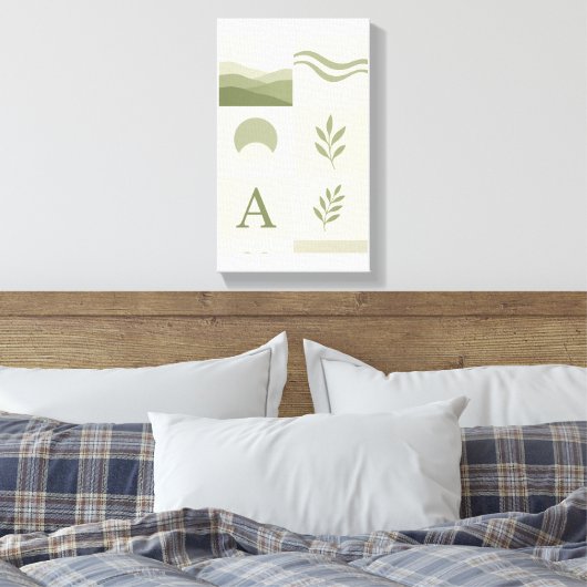 Sage Green Minimalist Abstract Wall Art Canvas Afdruk (Insitu (Slaapkamer))