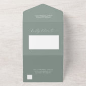 Sage Green Minimalist All in One Wedding Uitnodiging (Buitenkant)