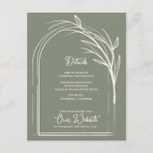 Sage Green Minimalist Arch Botanical Wedding Informatiekaartje (Voorkant)
