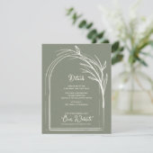 Sage Green Minimalist Arch Botanical Wedding Informatiekaartje (Staand voorkant)