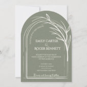 Sage Green Minimalist Arch Botanical Wedding Kaart (Voorkant)