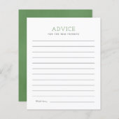Sage Green Minimalist Baby shower Advice Kaart (Voorkant / Achterkant)
