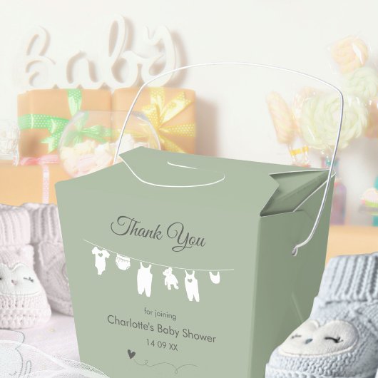 Sage Green Minimalist Baby shower Bedankdoosjes