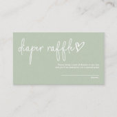 Sage Green Minimalist Baby shower Diaper Raffle Informatiekaartje (Voorkant)