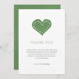 Sage Green Minimalist Baby shower Hartelijk dank Bedankkaart