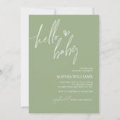 Sage Green Minimalist Baby shower Invitation Kaart (Voorkant)