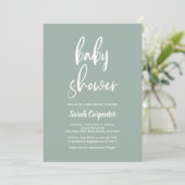 Sage Green Minimalist Baby shower Kaart (Staand voorkant)