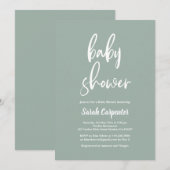 Sage Green Minimalist Baby shower Kaart (Voorkant / Achterkant)