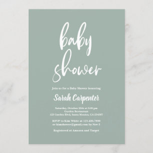 Sage Green Minimalist Baby shower Kaart