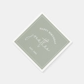 Sage Green Minimalist Birthday Custom Name Napkins Servet (Hoek)