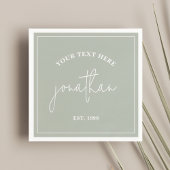 Sage Green Minimalist Birthday Custom Name Napkins Servet