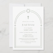 Sage Green Minimalist Boho Arch Cross Doop Kaart (Voorkant)