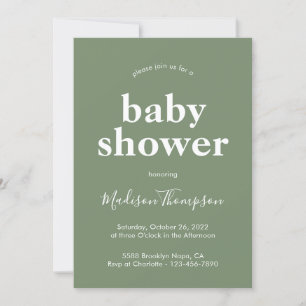 Sage Green Minimalist Boho Baby shower Kaart