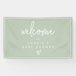 Sage Green Minimalist Boho Baby shower Welkom Spandoek