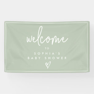 Sage Green Minimalist Boho Baby shower Welkom Spandoek