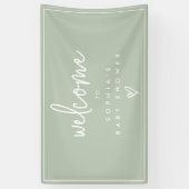 Sage Green Minimalist Boho Baby shower Welkom Spandoek (Verticaal)