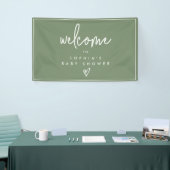 Sage Green Minimalist Boho Baby shower Welkom Spandoek (Beurs)