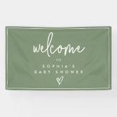 Sage Green Minimalist Boho Baby shower Welkom Spandoek (Horizontaal)