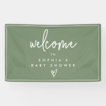 Sage Green Minimalist Boho Baby shower Welkom