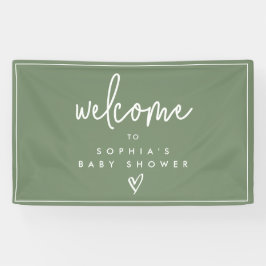 Sage Green Minimalist Boho Baby shower Welkom Spandoek