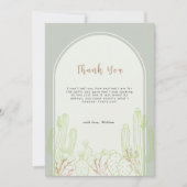 Sage Green Minimalist Boho Cactus Arch Baby shower Bedankkaart (Voorkant)