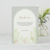 Sage Green Minimalist Boho Cactus Arch Baby shower Bedankkaart (Staand voorkant)