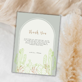 Sage Green Minimalist Boho Cactus Arch Baby shower Bedankkaart