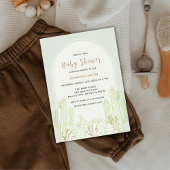 Sage Green Minimalist Boho Cactus Arch Baby shower Kaart