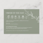 Sage Green Minimalist Boho Wedding Tijdschema Informatiekaartje (Voorkant)