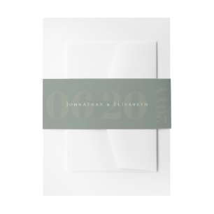 Sage Green Minimalist Bold Type Wedding Uitnodigingen Wikkel