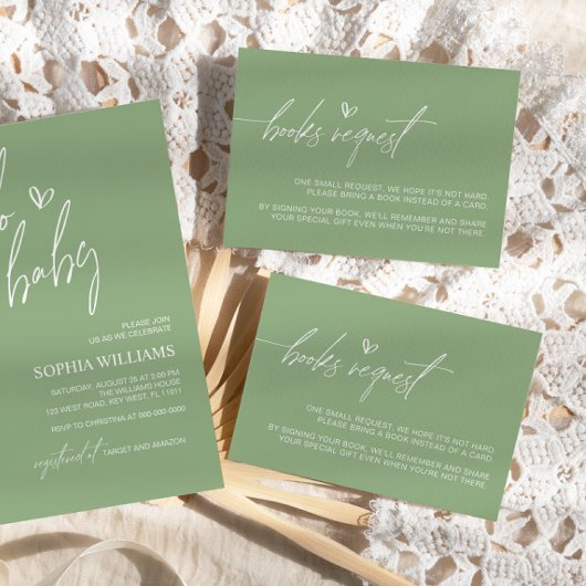 Sage Green Minimalist Books Request Kaart