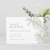 Sage Green Minimalist Botanical Bewaar de datum Save The Date (Staand voorkant)