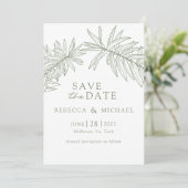 Sage Green Minimalist Botanical Save The Date (Staand voorkant)