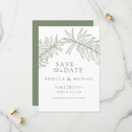 Sage Green Minimalist Botanical Save The Date