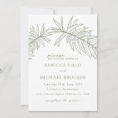 Sage Green Minimalist Botanical Wedding Kaart (Voorkant)