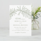 Sage Green Minimalist Botanical Wedding Kaart (Staand voorkant)