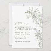 Sage Green Minimalist Botanical Wedding Kaart (Voorkant)