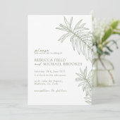 Sage Green Minimalist Botanical Wedding Kaart (Staand voorkant)