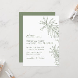 Sage Green Minimalist Botanical Wedding Kaart