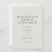 Sage Green Minimalist Bridal Luncheon Uitnodiging (Voorkant)