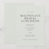 Sage Green Minimalist Bridal Luncheon Uitnodiging (Voorkant / Achterkant)